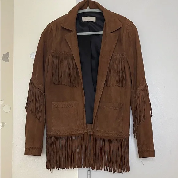 western native Brown Suede Fringe Jacket vintage - Picture 1 of 17